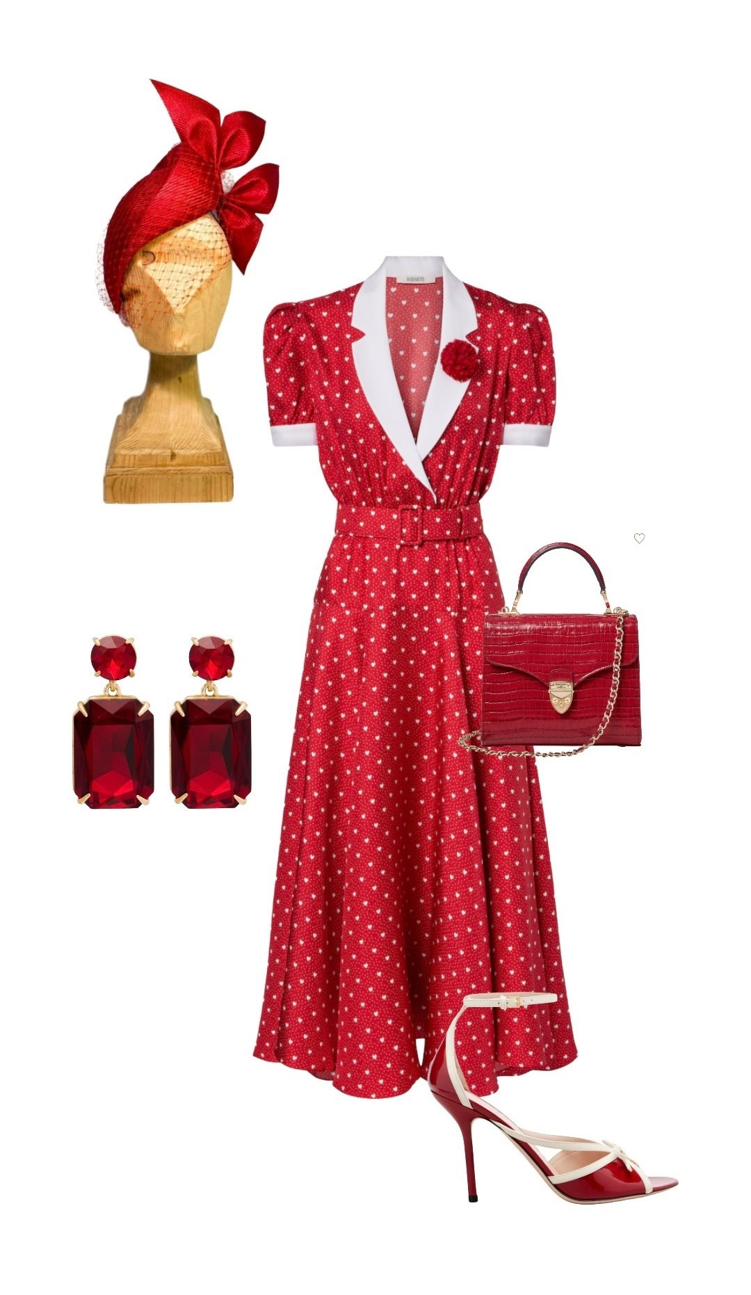 
Luxury event dressing at its best; a red and white belted red polka dot silk vintage-inspired midi dress ready to turn heads at Royal Ascot! 

Red Silk Polka Dot Midi Dress - Rodarte at MyTheresa 

Red Crystal Earrings - Caroline Herrera at MyTheresa 

Red Croc Mayfair Bag - Aspinal of London

Red Heels - Valentino at My Theresa 

Red.Couture Hat - Biliana Borissova at Etsy

#LTKeurope #LTKdresses #LTKluxury