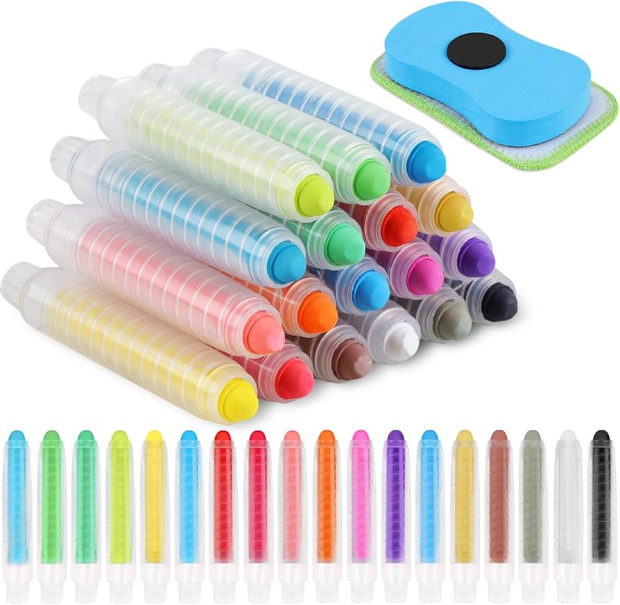 Utron 18 PCS Dustless Chalk for Kids with Pen Sleeve, Chalk for Chalkboard Chalk and Eraser Set, ... | Amazon (US)