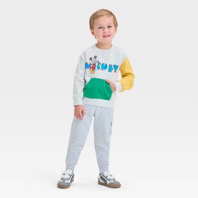 Toddler Boys' 2pc Disney Mickey Mouse Pullover Top and Bottom Set - Gray | Target
