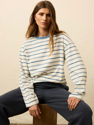 Sunwashed Long-Sleeve Retro Tee - Indigo Tidelines | Faherty
