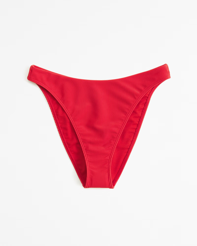 Women's Curve Love Mid-Rise High-Leg Moderate Bottom | Women's Swimwear | Abercrombie.com | Abercrombie & Fitch (US)