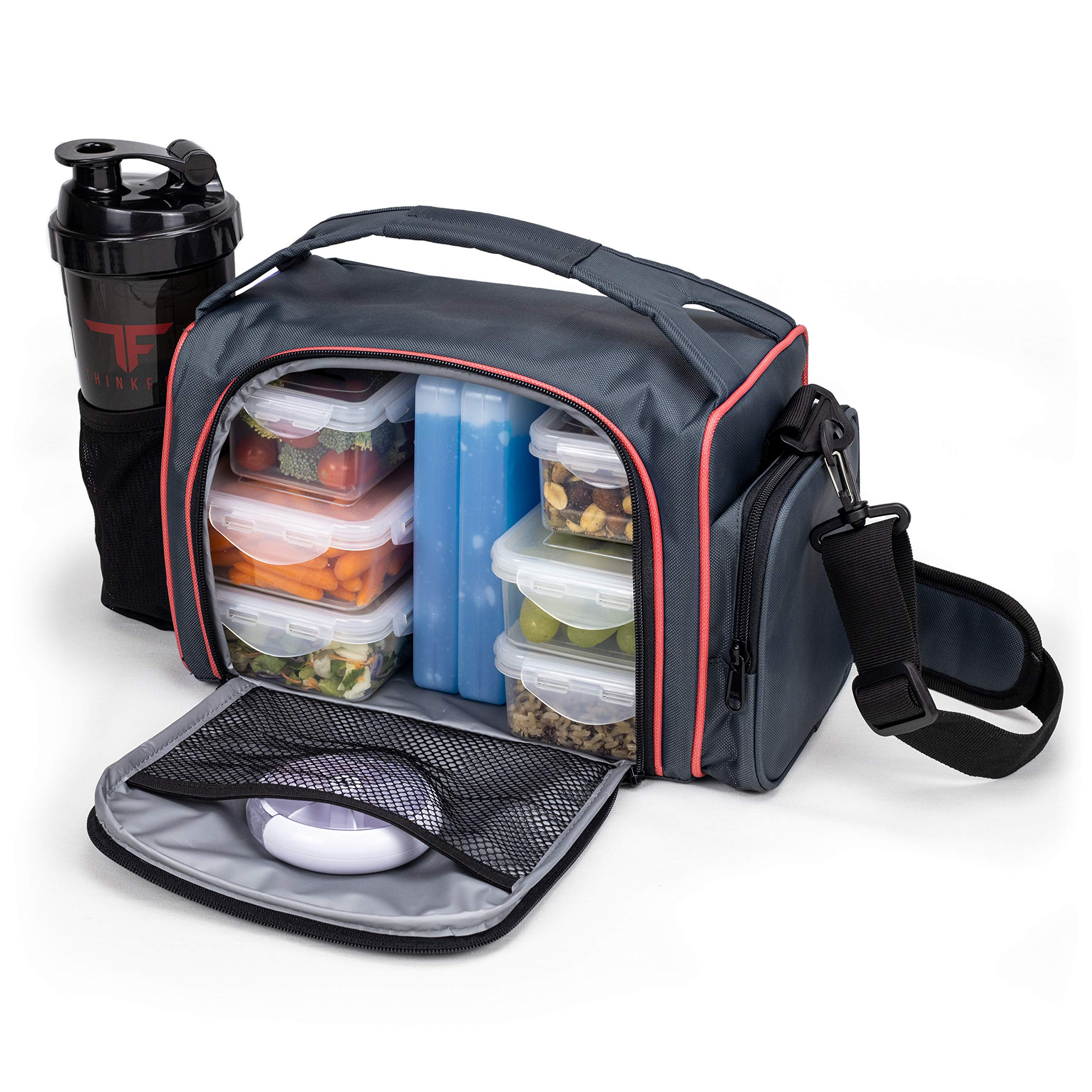 ThinkFit Insulated Meal Prep Lunch Box with 6 Food Portion Control Containers - BPA-Free, Reusable,  | Amazon (US)