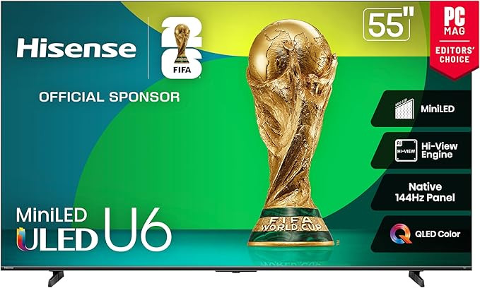 Hisense 55" Class U6 Series Best Value Mini-LED 4K UHD Smart HDR Gaming Fire TV (55U65QF, 2025 Mo... | Amazon (US)