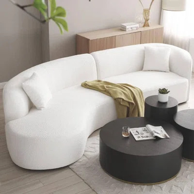 126.37" Boucle Upholstered Curved Sofa | Wayfair North America