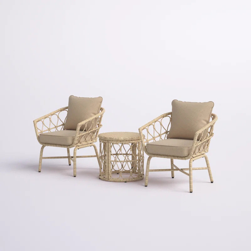 Raynette Outdoor Outdoor Wicker 3 Piece Chat Set With Cushions | Wayfair North America