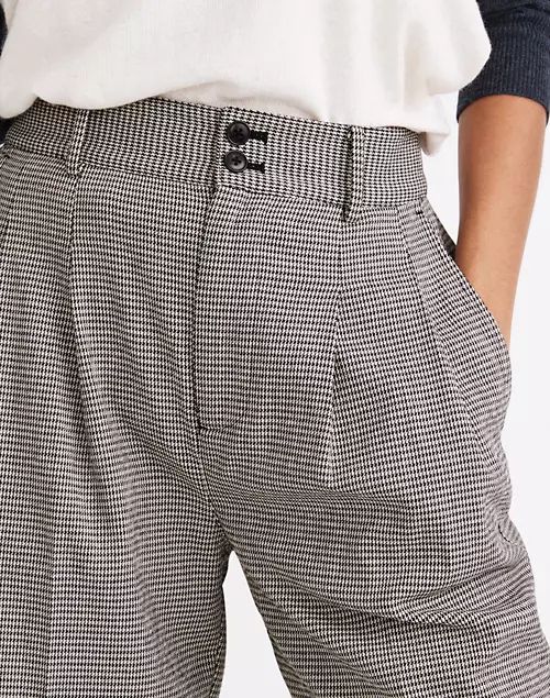 Pleated Taper Wide-Leg Pants in Mini Houndstooth | Madewell