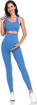 Women's Maternity 2 Piece Outfit Set - Bra & Shorts for Pregnancy - Yoga workout Lounge Wear Sets | Amazon (US)