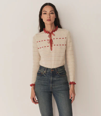 D�?EN Cordelie Top -- Moonstone - Size - L Silk Alpaca Feminine Victorian | DOEN