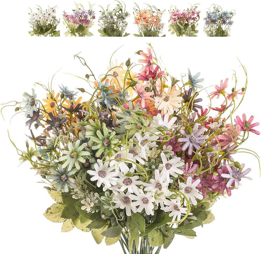 Artificial Flowers Wildflowers Silk Daisy Spring Fake Daisies Decoration Summer UV Resistant Colo... | Amazon (US)
