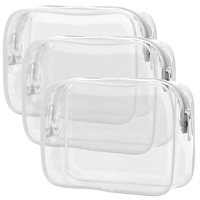 PACKISM Clear Toiletry Bag, 3 Pack TSA Approved Toiletry Bag Quart Size Bag, Travel Makeup Cosmet... | Amazon (US)