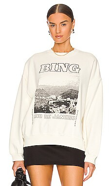 ANINE BING Jaci Sweatshirt Rio De Janeiro in Cream from Revolve.com | Revolve Clothing (Global)