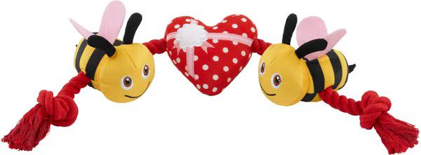 FRISCO Valentine Bee Mine Plush with Rope Squeaky Dog Toy, Medium/Large - Chewy.com | Chewy.com