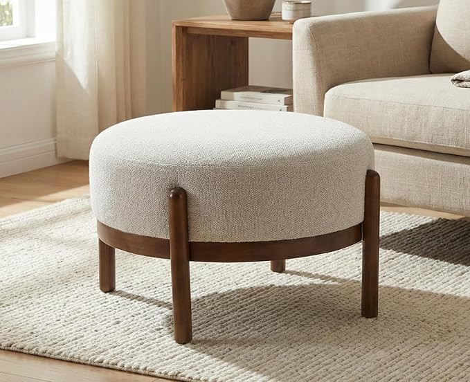 Ya-Home Modern Ottoman, Soft Sherpa Fabric Footrest Bench with Solid Wooden Legs Single Seat for ... | Amazon (US)