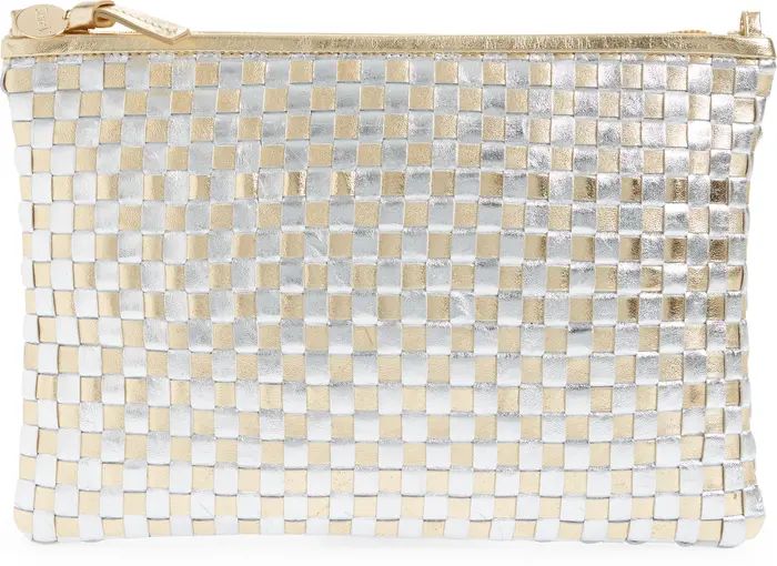 Clare V. Woven Metallic Leather Clutch with Tabs | Nordstrom | Nordstrom