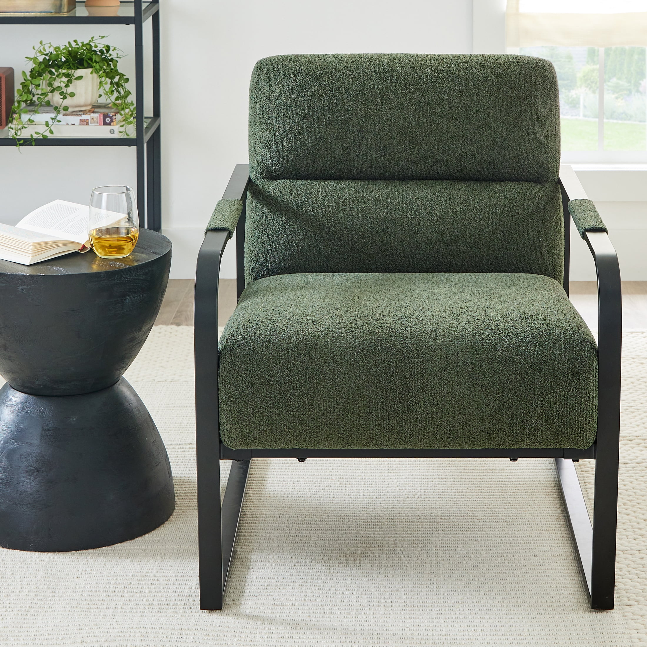 Better Homes & Gardens Wyatt Accent Chair, Olive Green Bouclé | Walmart (US)
