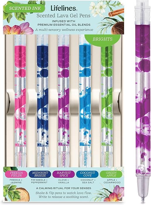 Lifelines Scented Lava Gel Pen Set, 5-Pack (Brights) - 0.5mm Colored Gel Pens Infused with Scente... | Amazon (US)