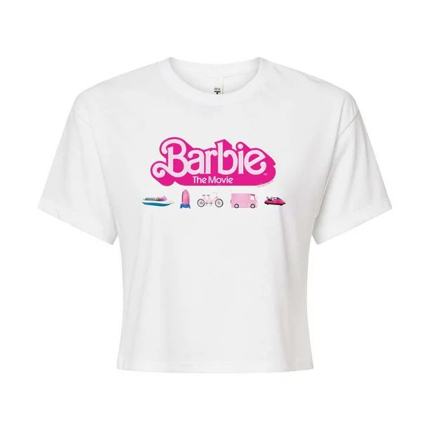 Barbie the Movie - Barbie Transportaion Vehicles - Juniors Cropped Cotton Blend T-Shirt - Walmart... | Walmart (US)