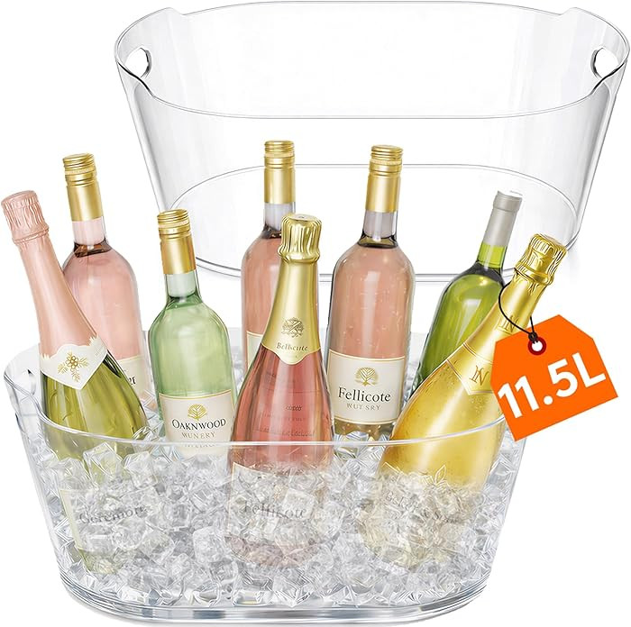 Lifewit 11.5L Ice Bucket for Parties 2 Pcs, Large Plastic Drink Cooler for Champagne Wine, Beer, ... | Amazon (US)