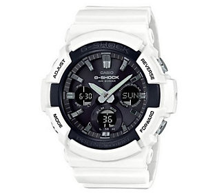 Casio G-Shock Solar-Powered Watch, White Strap | QVC
