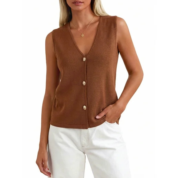 PRETTYGARDEN Women's Button Up Sweater Vest, Sizes S-XXL | Walmart (US)