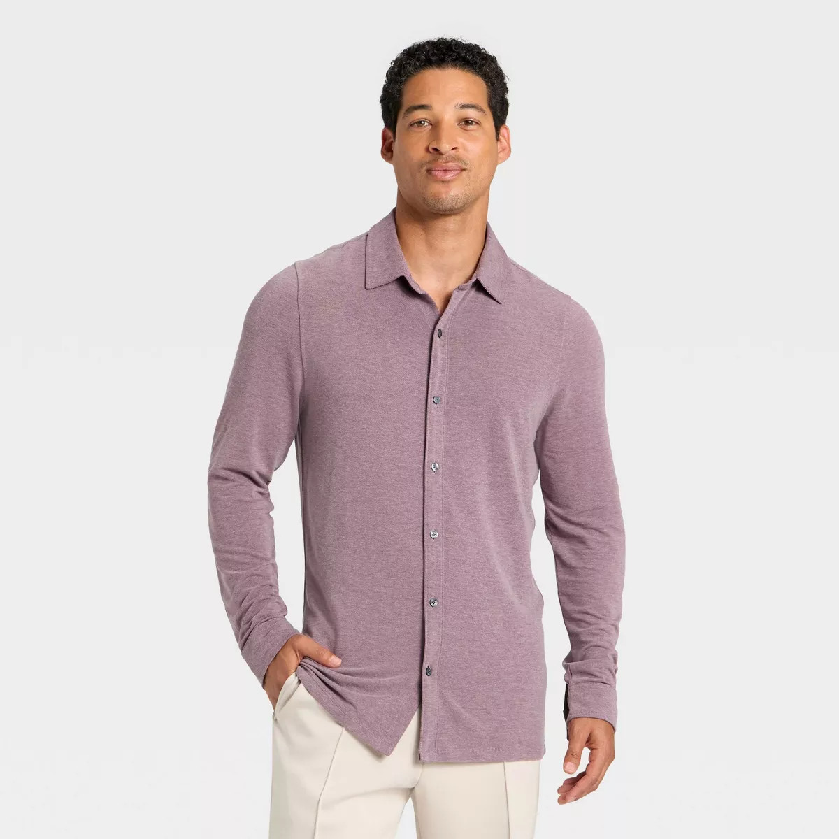 Men's Long Sleeve Knit Commuter Polo Shirt - All In Motion™ | Target