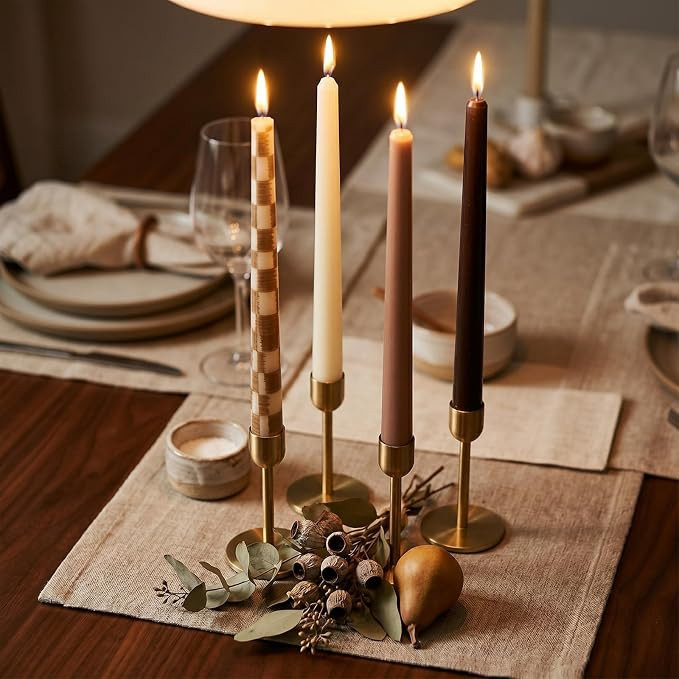 Conelist 4 Pack Taper Candles 10 Inch Brown Checkered Decorative Dinner Candles Fall Elegant Tabl... | Amazon (US)