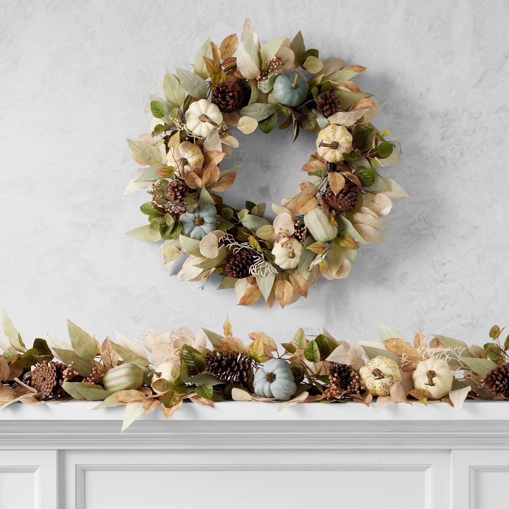 Pumpkin Patch UV Protected Faux Wreath &amp; Garland | Williams-Sonoma