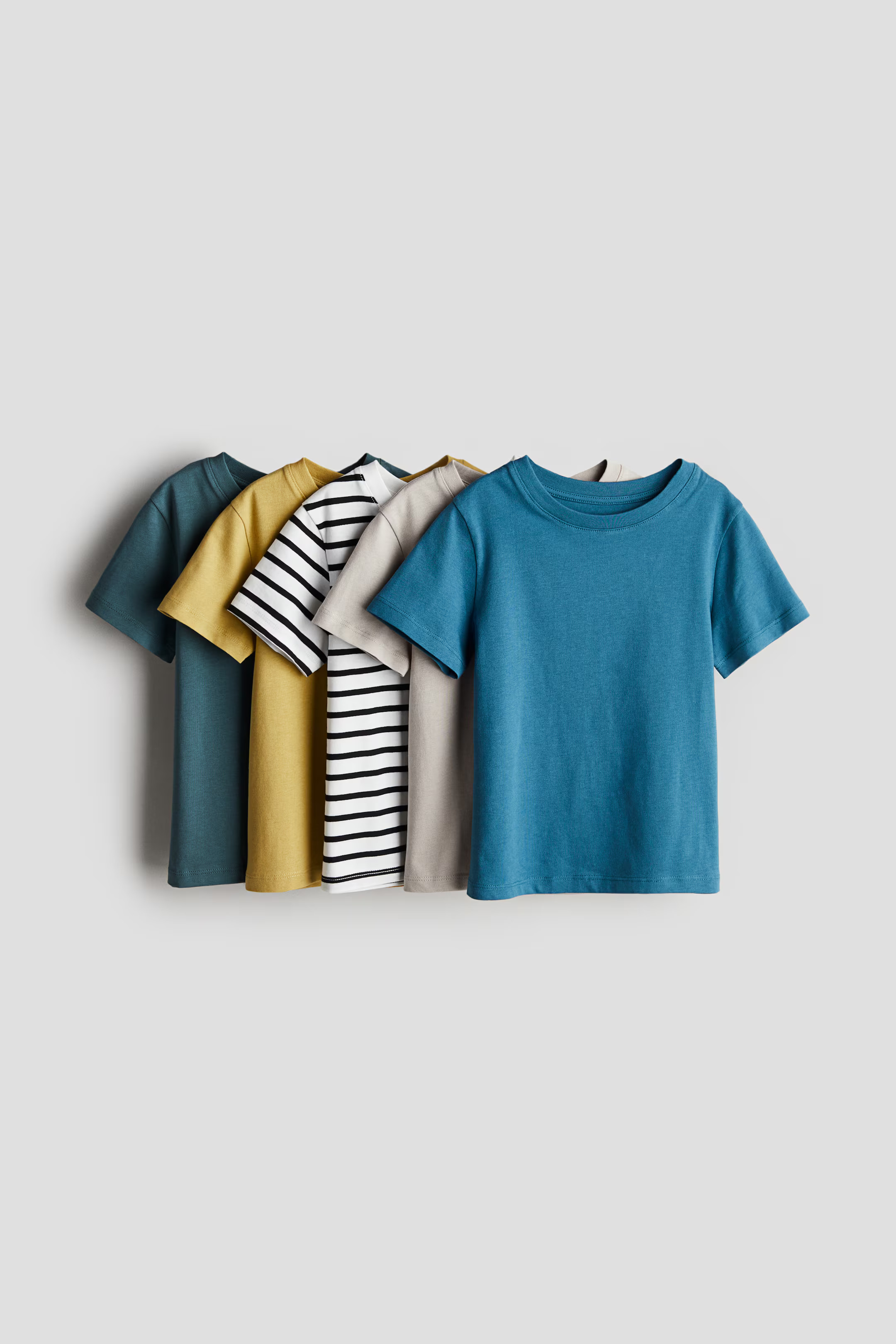 5-pack Cotton T-shirts - Round Neck - Short sleeve - Light gray/light gray melange - Kids | H&M C... | H&M (US + CA)