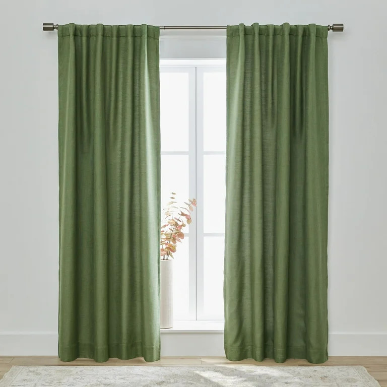 Better Homes & Gardens Linen Blend Curtain, Single Panel, Dark Cilantro, 50" W x 95" L | Walmart (US)