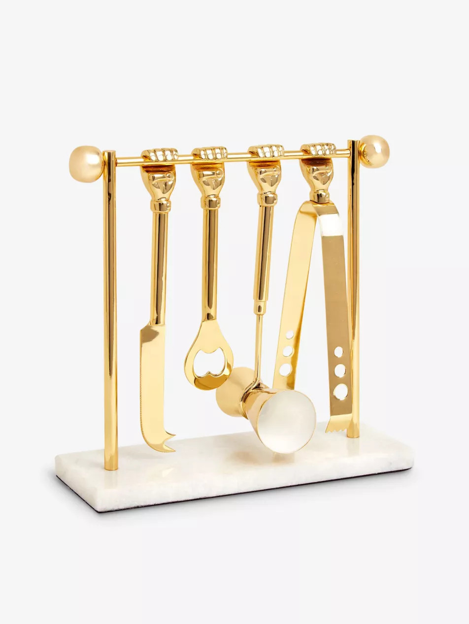 Barbell stainless-steel and brass barware set | Selfridges