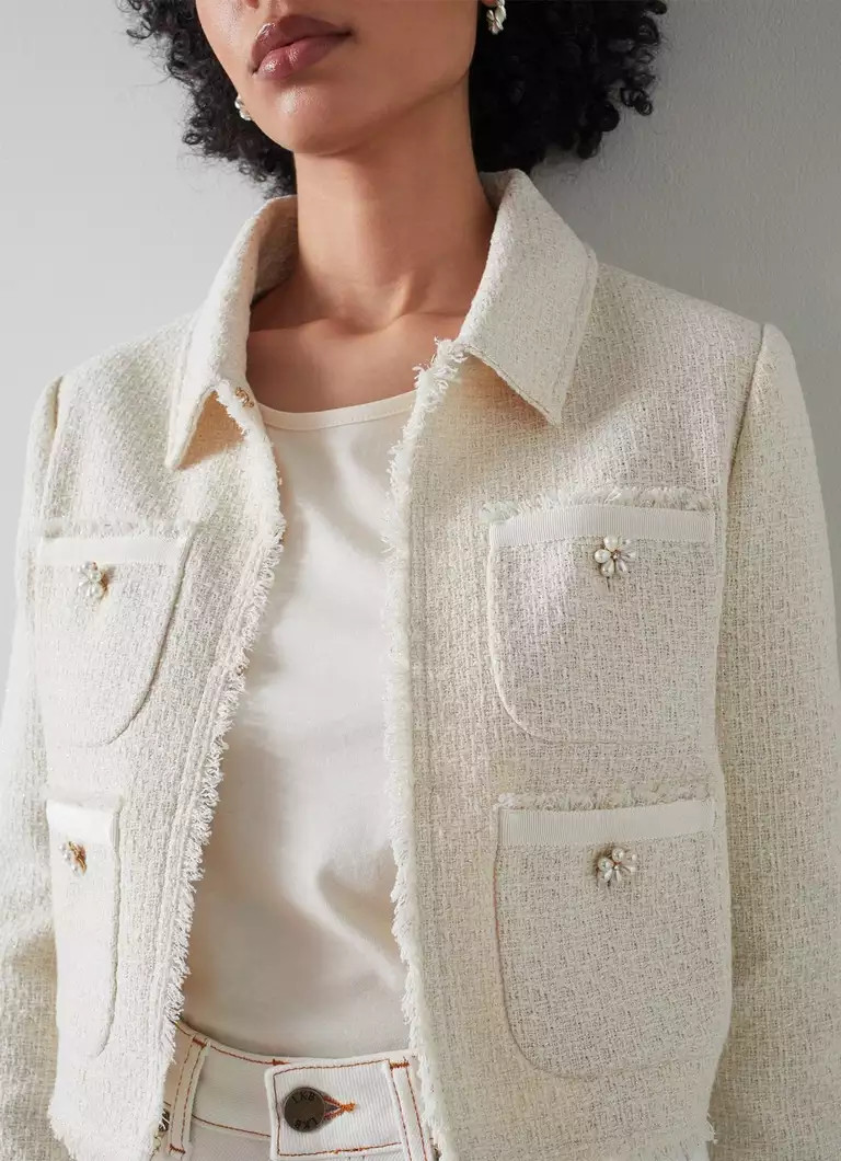 Ada Cream and Silver Recycled Cotton Tweed Jacket | L.K. Bennett (UK)
