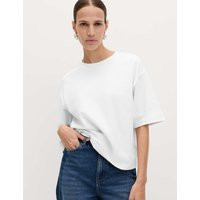 M&S Pure Cotton Heavyweight Boxy Top White | Marks & Spencer (UK)