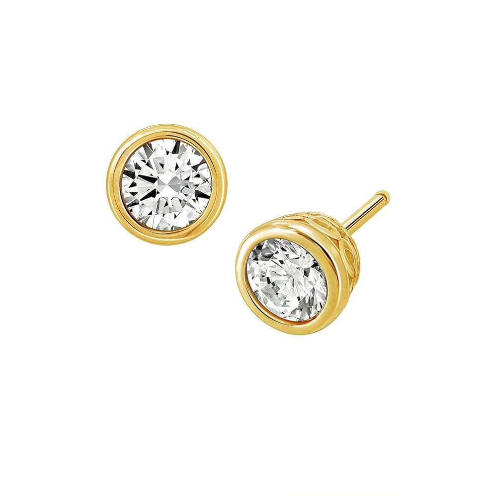Amazon Essentials Platinum or Gold Plated Sterling Silver Bezel Set Stud Earrings made with Infin... | Amazon (US)