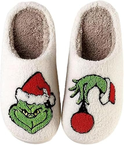 Christmas Slippers For Women Men Indoor Soft Warm Cotton Slippers House Memory Foam Slippers Cozy Fluffy Fall Winter Home Slippers | Amazon (US)