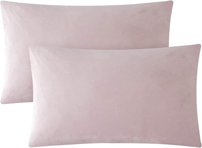 PHF Velvet Lumbar Throw Pillow Covers, Set of 2, 12" x 20", Soft Solid Home Decorative Pillow Cas... | Amazon (US)