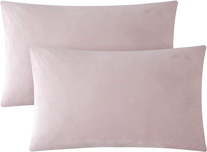 PHF Velvet Lumbar Throw Pillow Covers, Set of 2, 12" x 20", Soft Solid Home Decorative Pillow Cas... | Amazon (US)