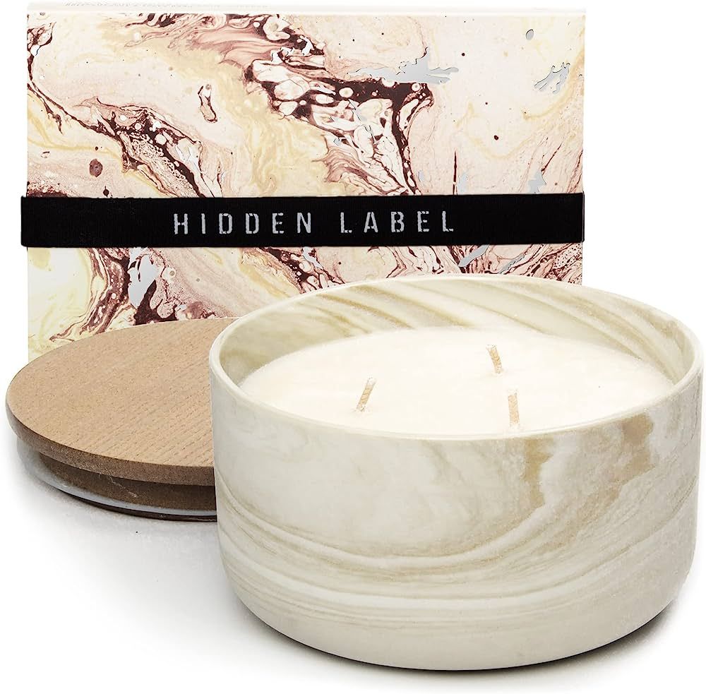 Hidden Label Large Candle,3 Wicks 14.8oz Vanilla Caramel Ceramic Jar Candle,Soy Candles for Home ... | Amazon (US)