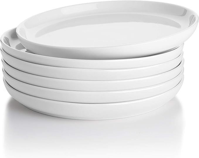 Sweese 155.001 Porcelain Round Dessert Salad Plates - 7.4 Inch - Set of 6, White | Amazon (US)