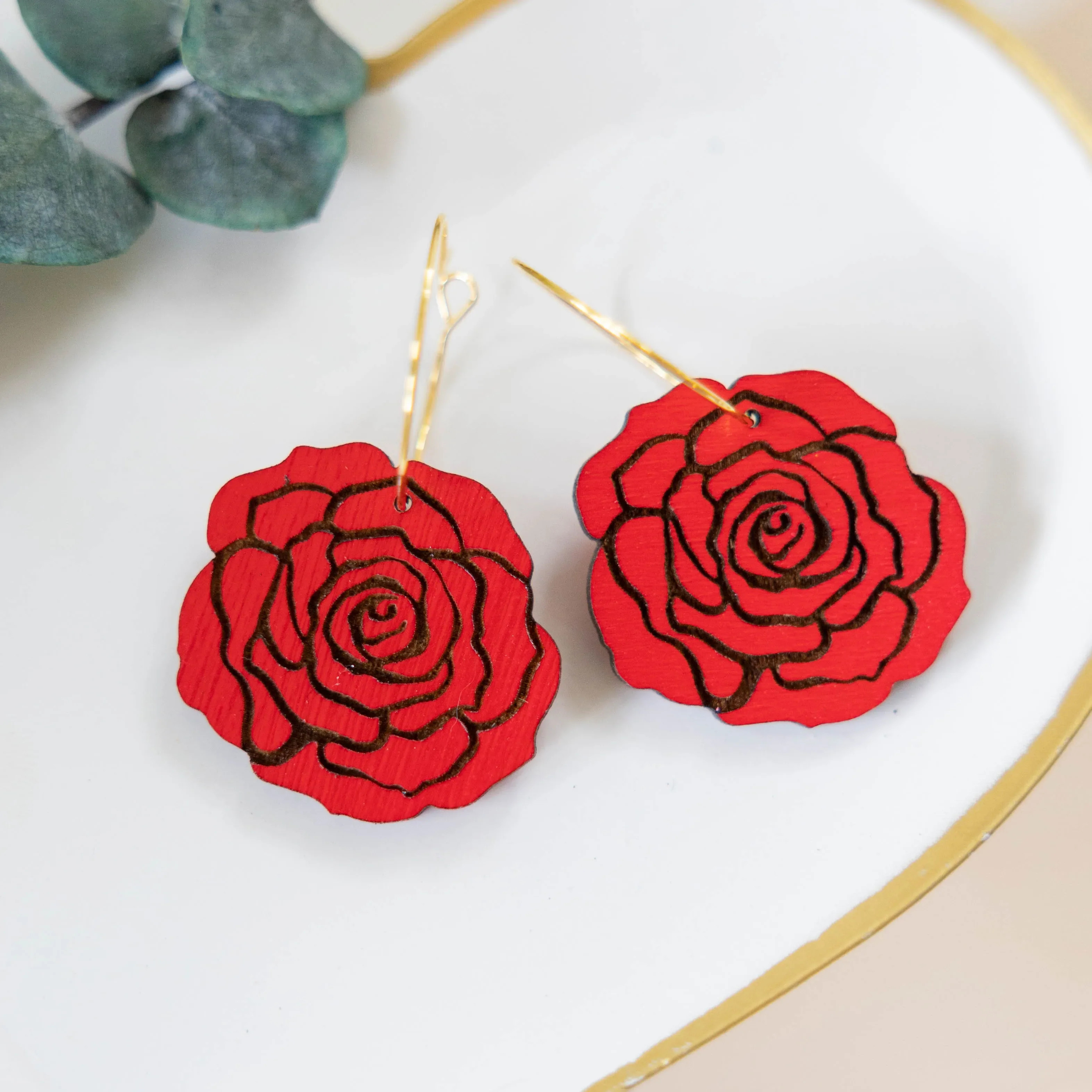 Red Rose Hoop Earrings | Le Chic Miami