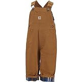 Carhartt baby boys Canvas Flannel Lined infant and toddler overalls, Carhartt Brown, 3 Months US | Amazon (US)