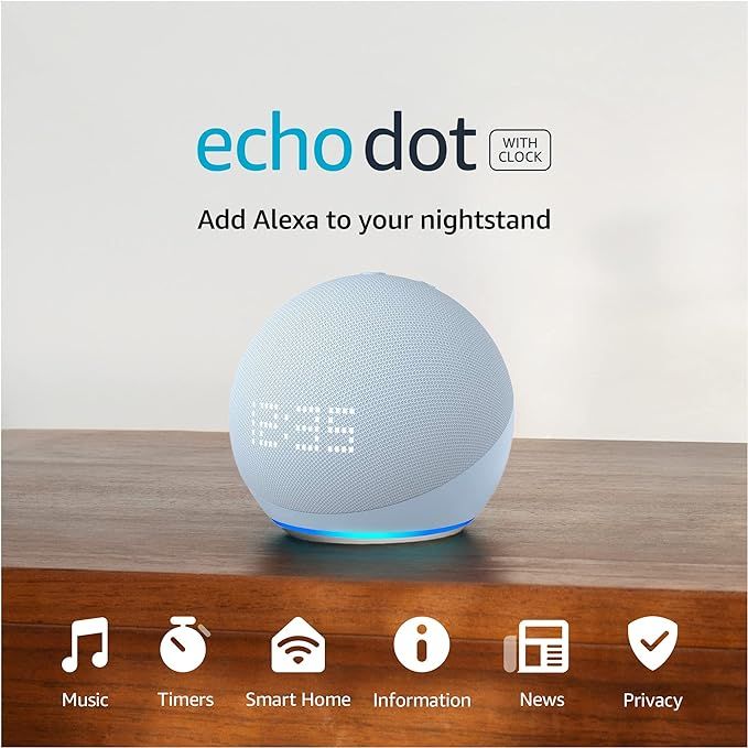 Echo Dot (Latest generation) with clock | Helpful Alexa assistant with vibrant sound and LED disp... | Amazon (US)
