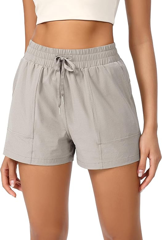 ODODOS Stretch Woven Athletic Shorts for Women High Waist Summer Lightweight Casual Shorts with P... | Amazon (US)