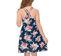 BesserBay Girls Summer Sleeveless Criss Cross Swing Midi Dress with Pockets 4-14 Years | Amazon (US)
