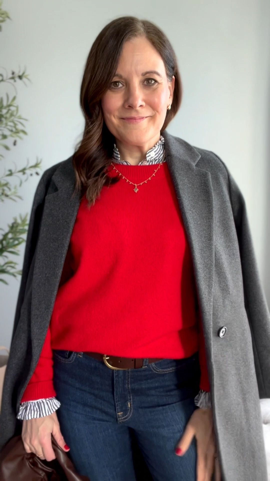 Go up a size in the Gap flares. I’m in the short length to wear with flats at 5’6”. I’m in a medium for this Quince single-breasted Italian wool coat with a 36-B bust and size 10 bottom half. I’d size up to a large for a looser fit around the rear when buttoned. 

#LTKHoliday #LTKOver40 #LTKMidsize