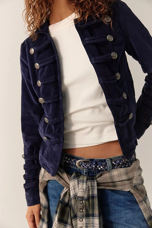 Fitted Velvet Military Jacket | Free People (Global - UK&FR Excluded)