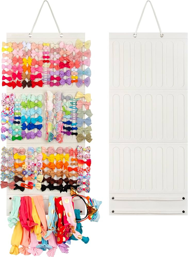 Bow Holder Organizer for Girls - Hanging Hair Accessories Storage for Headbands, Clips, Ties, Scr... | Amazon (US)