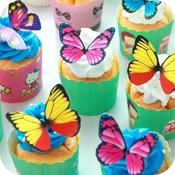 Butterfly cake Toppers 40Pcs Set, GUCUJI Chocolate Mousse Cake Cupcake Toppers Picks Decoration (... | Amazon (US)