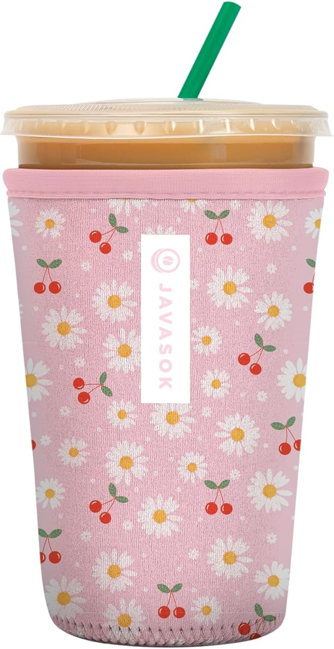 Sok It JavaSok Iced Coffee & Cold Soda Insulated Neoprene Cup Sleeve (Cherry Bomb, Medium: 22-28o... | Amazon (US)