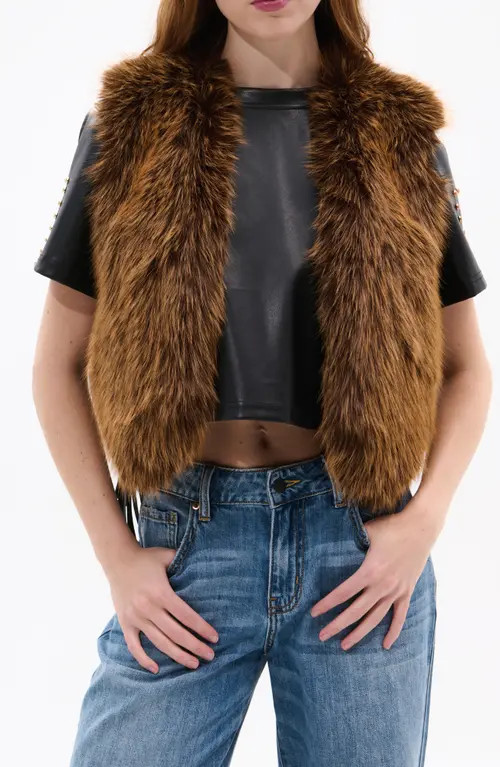AZALEA WANG Faux Fur Vest in Brown at Nordstrom, Size Small | Nordstrom