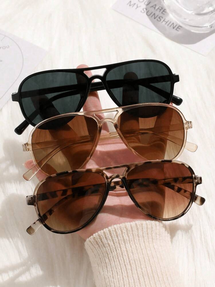 2/3pcs Women Aviator Frame Classic Ins Style Shades Basics Elegant Living Ins Style Casual Popular Design Fashion Glasses Combination For Street Snap,Weekend Outfit,Musical Festival,Vacay Vibes,Outdoor Casual Activities,Driving,Fishing Decoration | SHEIN